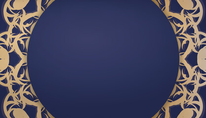 Dark blue banner template with gold mandala ornament and place under your text © Javvani