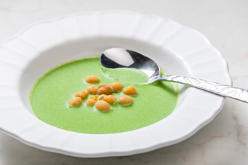 green peas soup with fried peas
