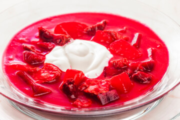 red beet soup wit sour cream
