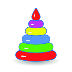 Child toy pyramid. Cartoon style. Vector illustration.