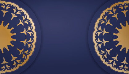 Dark blue banner template with greek gold pattern and text space