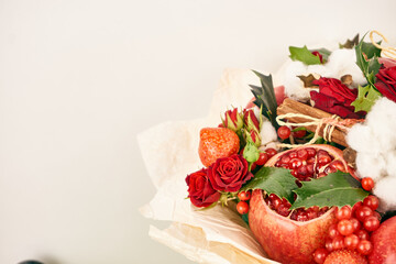 bouquet with red fruits cinnamon decoration gift organic