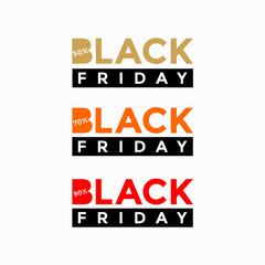 Fototapeta na wymiar Black Friday sale 50%, 70% and 90% logo vector icon design