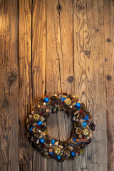 Traditional Czech Christmas background on wooden plank