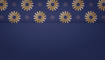 Dark blue banner template with vintage gold pattern and space for your logo or text