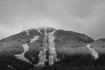 Nice view of Mount Orford in Quebec, Canada, after the first frost in the mountains