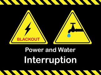 Power And Water Interruption. Vector illustration.