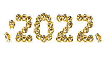 年賀状素材　トラ文字西暦