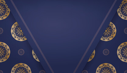 Dark blue banner with antique gold ornaments and a place for your logo