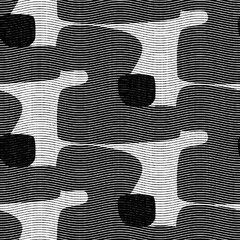 Seamless geometric black white woven herringbone style texture. Two tone 50s monochrome pattern. Modern textile weave effect. Masculine broken line repeat jpg print.  - 469136628