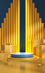 3D rendering creative picture of Chinese style product exhibition platform