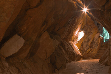 Vue de l'intérieur de la grotte La Merveilleuse de Dinant, Belgique 