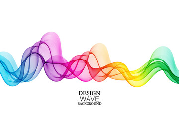 Abstract background of colored smooth lines transparent wave, design element