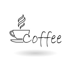 Coffee logo icon with shadow isolated on white background