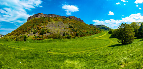 Cityscape of Edinburgh from Arthur's Seat in a beautiful summer day, Scotland, UK