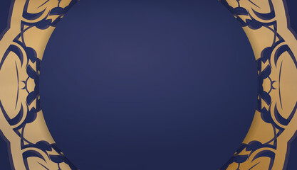 Dark blue banner with antique gold pattern and space for logo or text