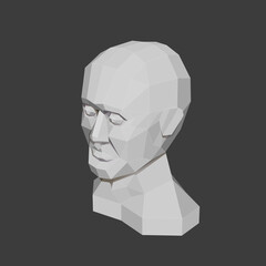 Partitioning of a man's head on a plane of shading for artists. 
Front Left view of face blockout . Vector illustration.