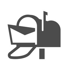 Obraz premium Monochrome open mailbox with letter inside icon vector postal container for envelope delivery