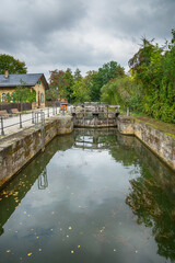 Fototapeta na wymiar Historische Schleusenanlage Ludwig-Main-Donau-Kanal in Bamberg, Bayern, Oberfranken