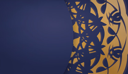Dark blue banner with luxurious gold pattern and space for your logo