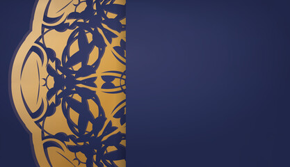 Dark blue banner with vintage gold ornaments and logo space