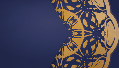 Dark blue banner with vintage gold ornaments and space for logo or text