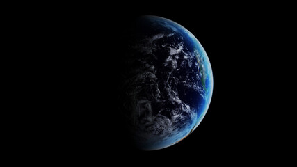 8k Ultra HD 7640x4320. Panoramic view of earth, sun, star and galaxy. Sunrise over planet Earth, view from space. 3d rendering.
