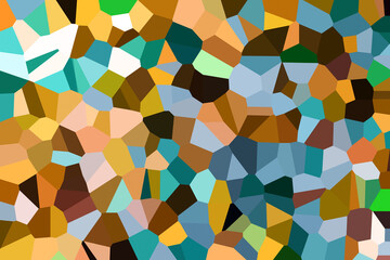 Psychedelic saturated brown, blue and orange crazy mosaic