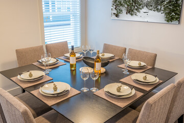 Modern dining room in luxury house.