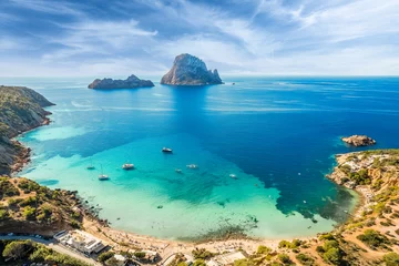 Photo sur Plexiglas Europe méditerranéenne Aerial view of Cala d’Hort, Ibiza islands, Spain