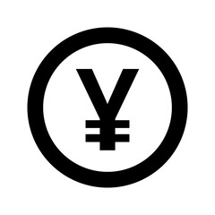 Japanese Yen or Chinese Yuan Currency Money Sign in a Circle Icon. Vector Image.