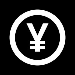 Japanese Yen or Chinese Yuan Currency Money Sign in a Circle Icon. Vector Image.