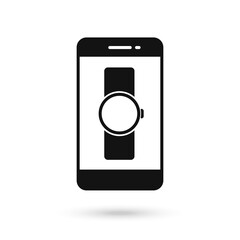 Mobile phone flat design with watch sign.