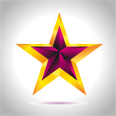 Obraz premium Shiny Gold Star. Christmas Illustration for design on white background