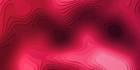 Obraz premium 3D realistic background with 3d pink and red gradient paper cut topography map relief vector design layout for presentation, flyer, poster, banner, business card. 