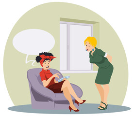 Couple having a conversation in relaxed atmosphere. Illustration for internet and mobile website.