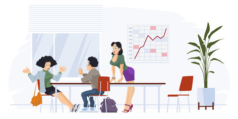 Employees in office. Illustration for internet and mobile website.