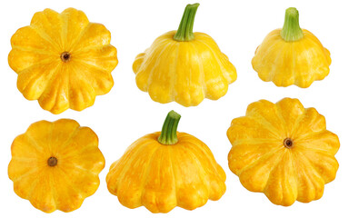 yellow patisson collection of whole vegetables isolated