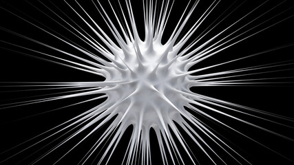 White cell. Black background. Virus concept. Abstract illustration, 3d render.