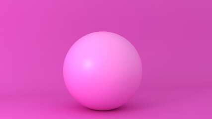 8k Ultra HD 7640x4320.  Pink sphere ball on Yellow background. 3d render.
