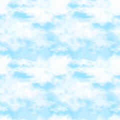 Blue sky with realistic white clouds seamless pattern