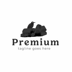 Bird and Stone Minimal logo design premium vector 