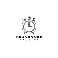 clock logo cartoon design flat icon black isolated vector illustration