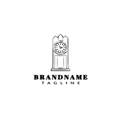 clock logo cartoon design cute icon black isolated vector illustration