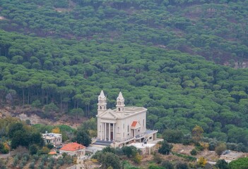 Fototapeta na wymiar church saint Rafaq in the forest mountains near the Lebanon village of Jezzine