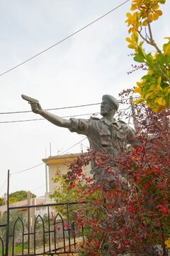 Memorial Statue Of A Lebanese Soldier Killed During The Civil War By The Israeli Army In The Village Of Mashmoushe Near Jezzine 