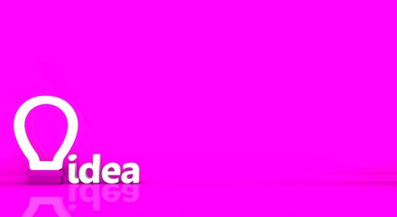4500x2300 Pixel. Illuminated light bulb over pink background. Creative idea concept. 3d rendering, panoramic image.
