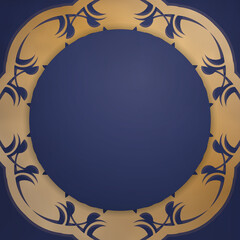 Presentable business card in dark blue with abstract gold pattern for your business.