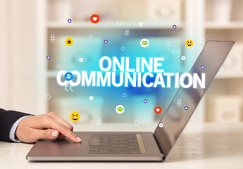 Freelance woman using laptop concept