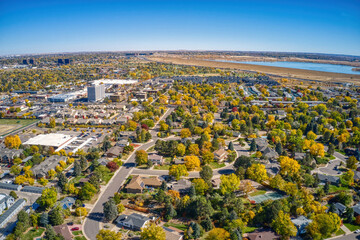 Aerial View of Aurora, Colorado in Autumn